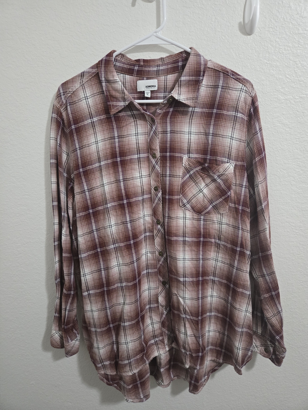 Sonoma | Maroon Plaid Button-Down Shirt